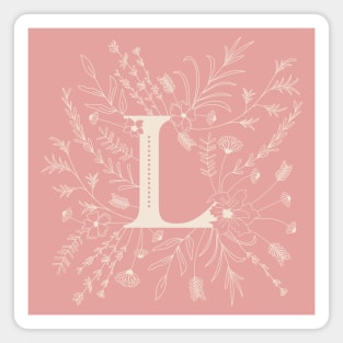 Botanical Letter L (Hibiscus Pink) Magnet